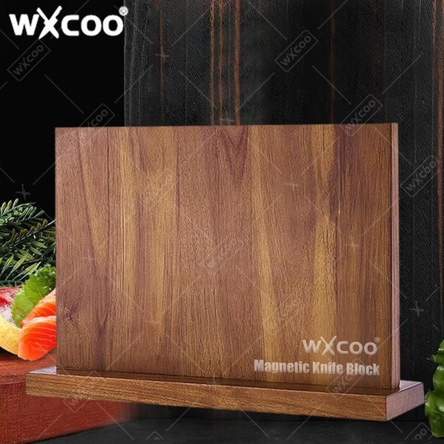 WXCOO Magnetischer Messerhalter mit Akazienholz-Ständer in Braun, B/H/T: 39,0 x 23,5 x 0 cm - Bild 1