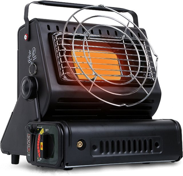 LIXADA Dual-Use Campingheizung und tragbarer Gasofen in Schwarz aus Metall mit 1300 W - Bild 1