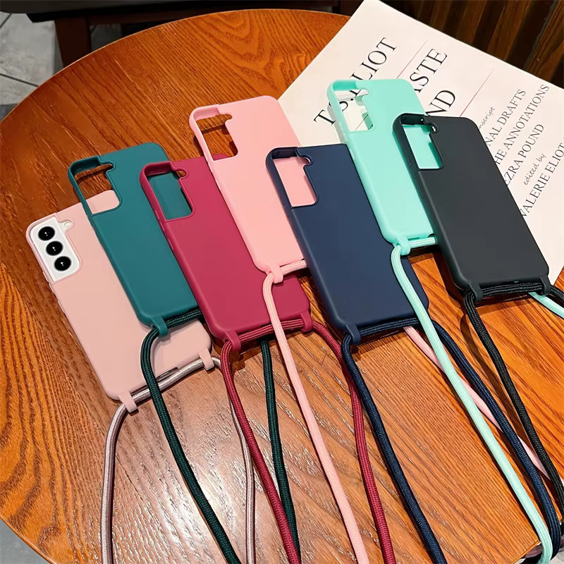 Samsung Crossbody Lanyard Strap Soft Cover Hülle für Galaxy S26 S25 S24 S23 S22 S21 S20 FE Plus Note 10 20 Ultra A41 A21S 5G in Pink - Bild 3