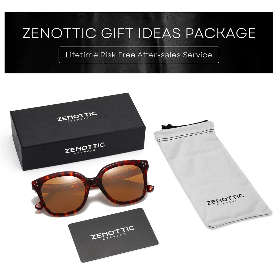 ZENOTTIC Square Sonnenbrille, Vollrand, Acetat, braun, Unisex, polarisiert - Bild 4