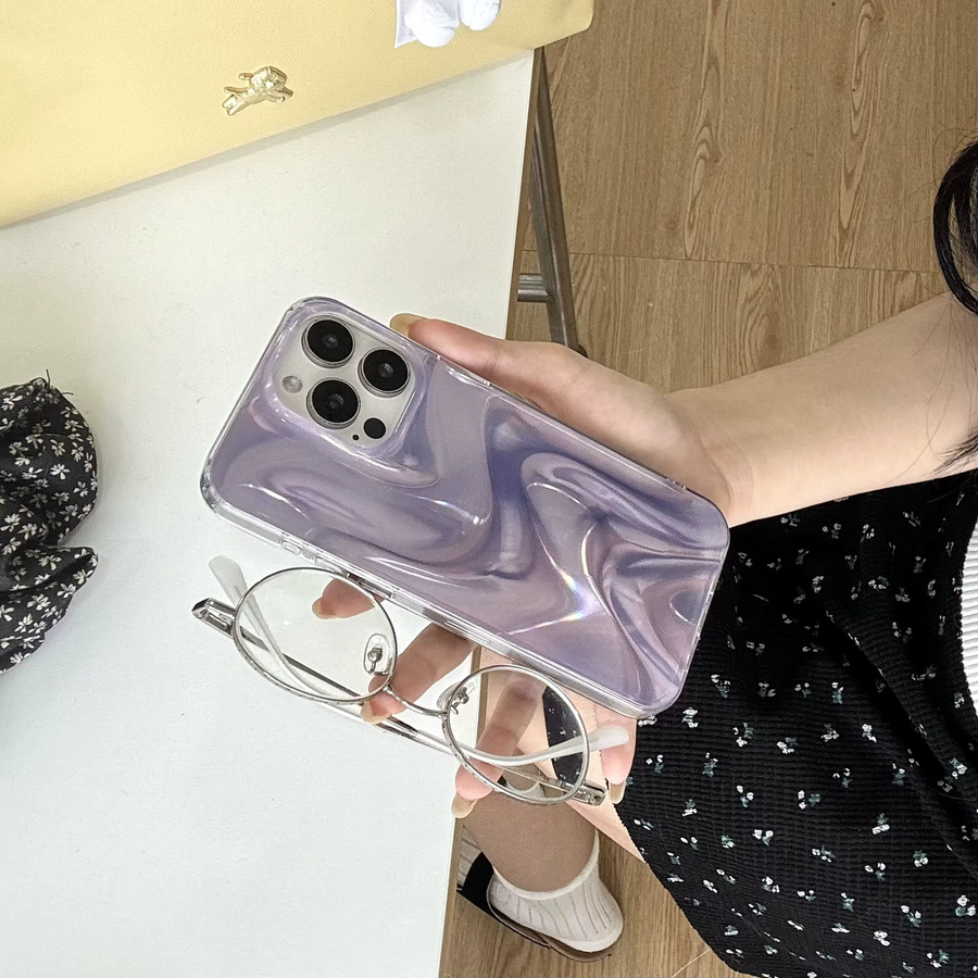 TROPLET Handyhülle mit Taro-Lila-Farbverlauf und schillernder Wellenstruktur für iPhone 16, 15, 14, 13 Pro Max - Bild 3