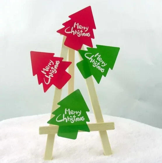 80 Stück DIY Weihnachtsbaum Design Multifunktions Aufkleber als Geschenklabel aus Papier - Bild 1
