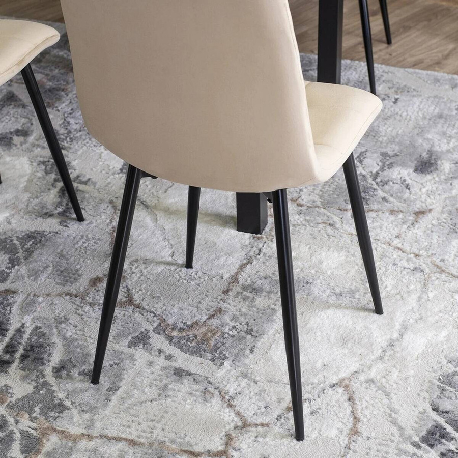 WIPMEB Stuhl PERU in Beige aus Velourstoff mit Metallgestell, B/H/T: 42 x 90,5 x 52 cm - Bild 4