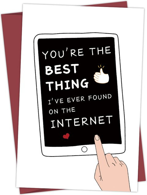 Lustige Jubiläumskarte für deine Freundin zum Valentinstag mit kreativem Internet-Dating-Design - Bild 1