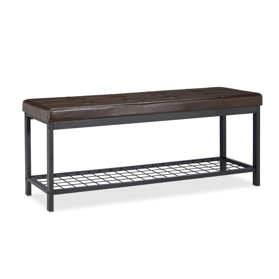Relaxdays Schuhbank XXL aus Kunstleder und Metall in Braun, gepolstert, B/H/T: 115 x 49 x 40 cm - Bild 2