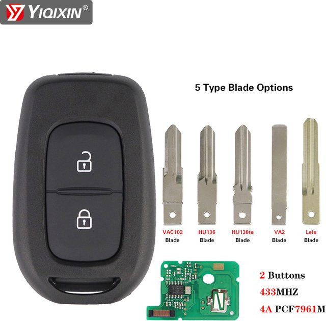 YIQIXIN 433MHz Remote-Autoschlüssel für Renault Dacia und Vauxhall in Schwarz (PCF7961M 4a) - Bild 1
