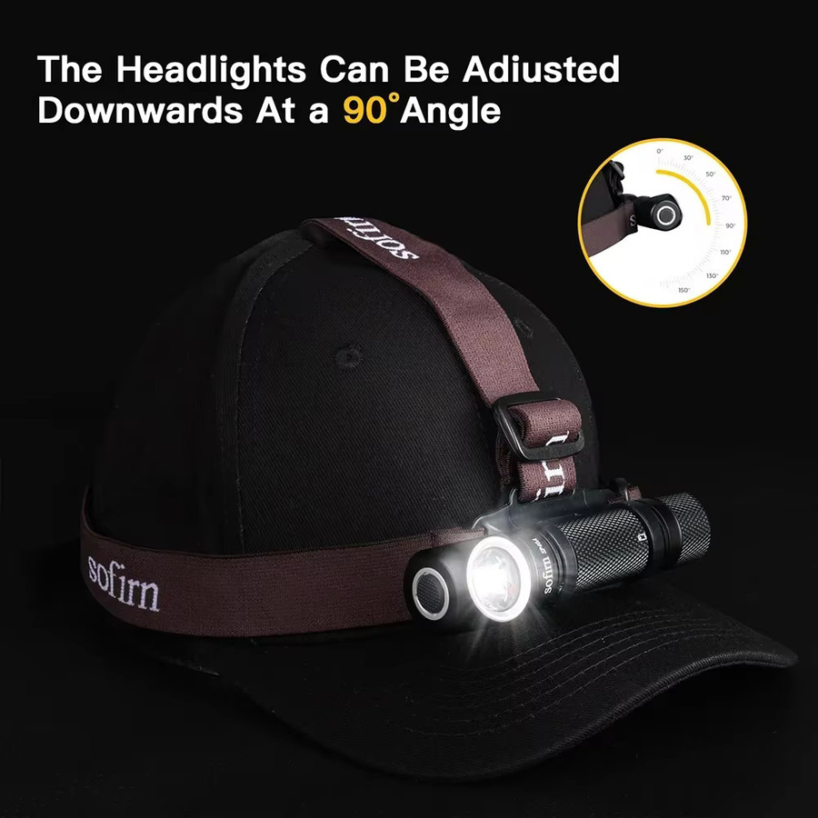 Sofirn SP40A Stirnlampe mit 1200 lm, USB-C wiederaufladbarer Scheinwerfer mit Magnet-Schwanzkappe und TIR-Optik, Schwarz - Bild 2