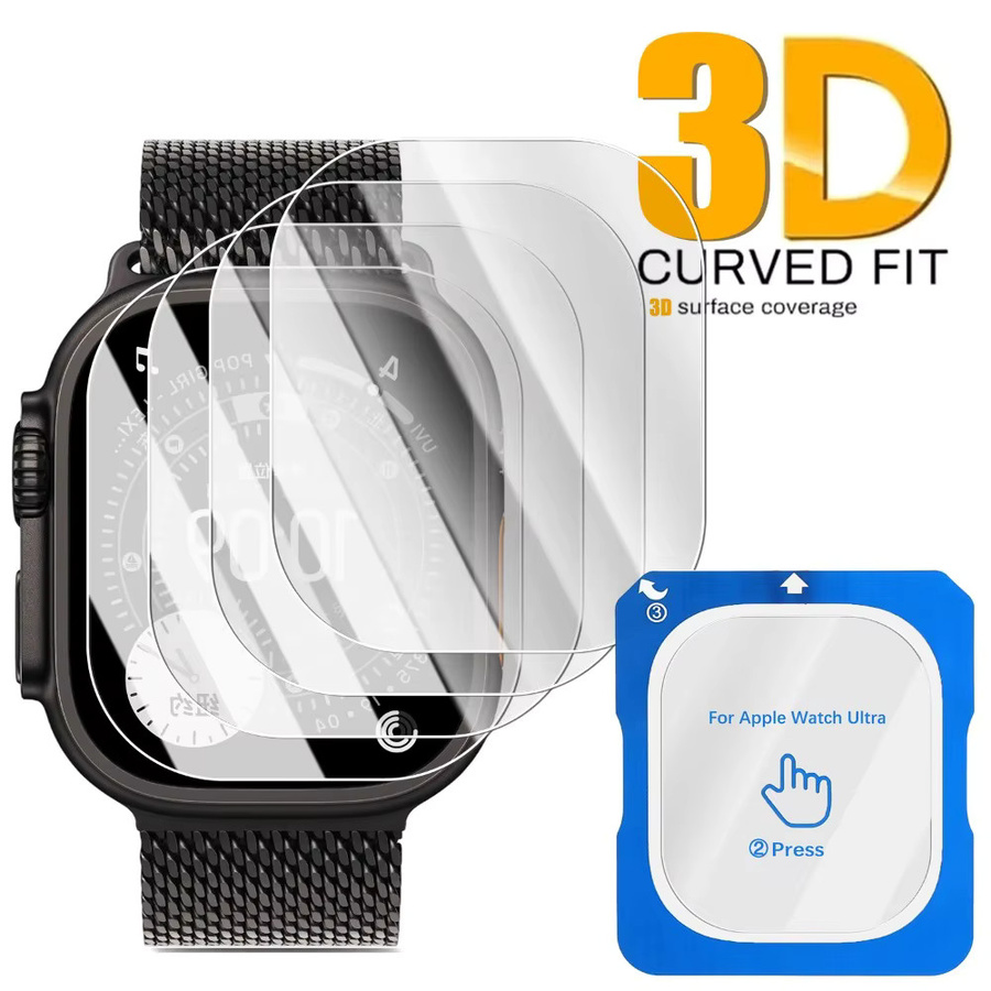 Apple Schutzfolie aus gehärtetem Glas für Apple Watch Ultra 1/2/3 49 mm, transparent - Bild 2