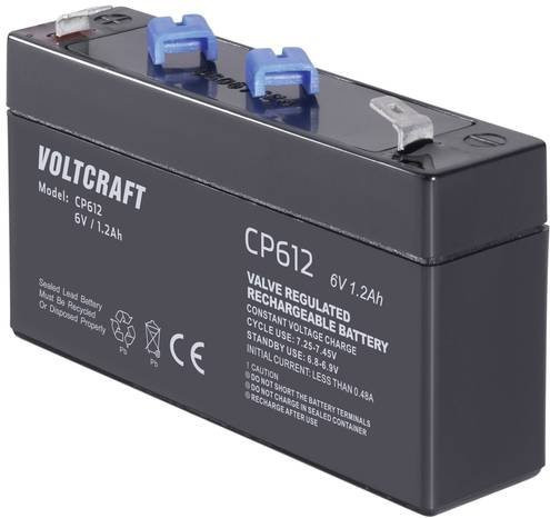 VOLTCRAFT Bleiakku CE6V/1,2Ah VC-12713930 6V 1,2Ah Blei-Vlies AGM mit Flachstecker 4,8mm, Farbe: Schwarz, B/H/T: 97 x 58 x 24 mm - Bild 1