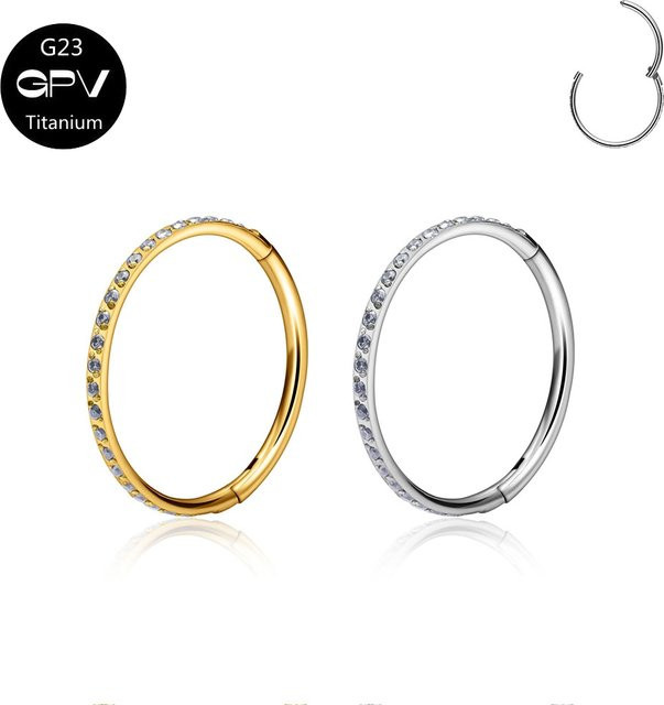 Nasenseptum Ring Titan, Zirkonia, Unisex - Bild 1