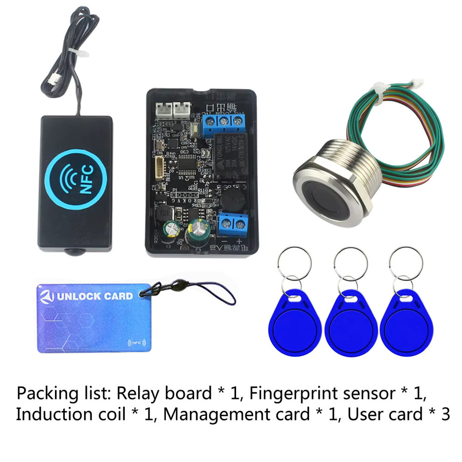 NFC Induktion Relais Modul für Handy und IC-Karte zur Zugangskontrolle mit Fingerabdruck-Funktion für Autotüren, Schwarz - Bild 3