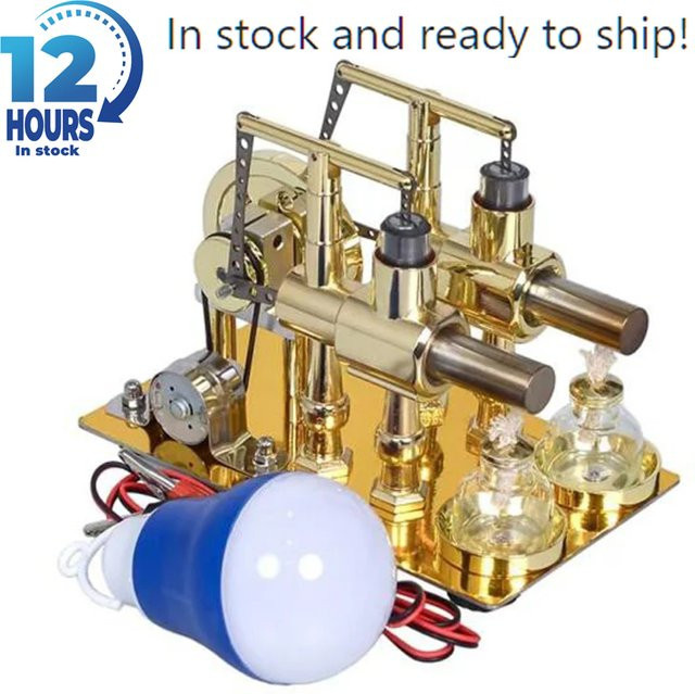 Goni Zweizylinder-Stirlingmotor-Modell, Generator, Dampfmaschine, Metall - Bild 1