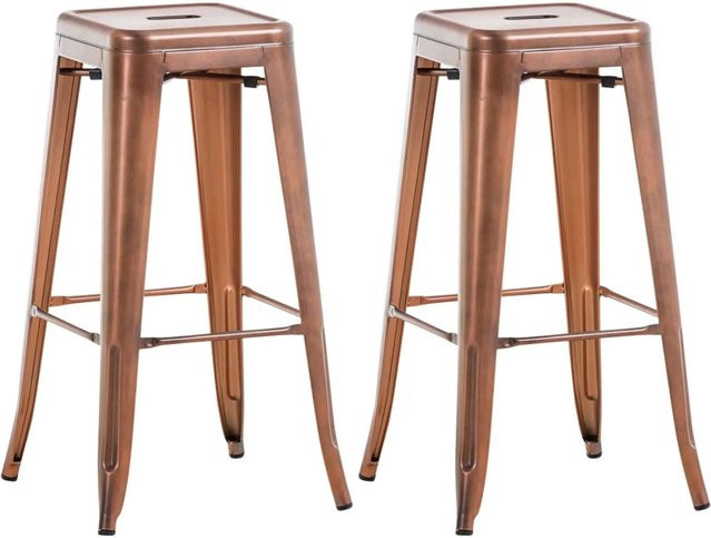 CLP 2er Set Barhocker Joshua V2 in Kupfer, stapelbare Metall-Barhocker im Industrial-Design - Bild 1