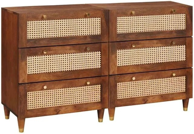 vidaXL Sideboard Set 2 Stück aus Massivholz Mango in Braun, B/T/H: 60 x 33,5 x 75 cm - Bild 1