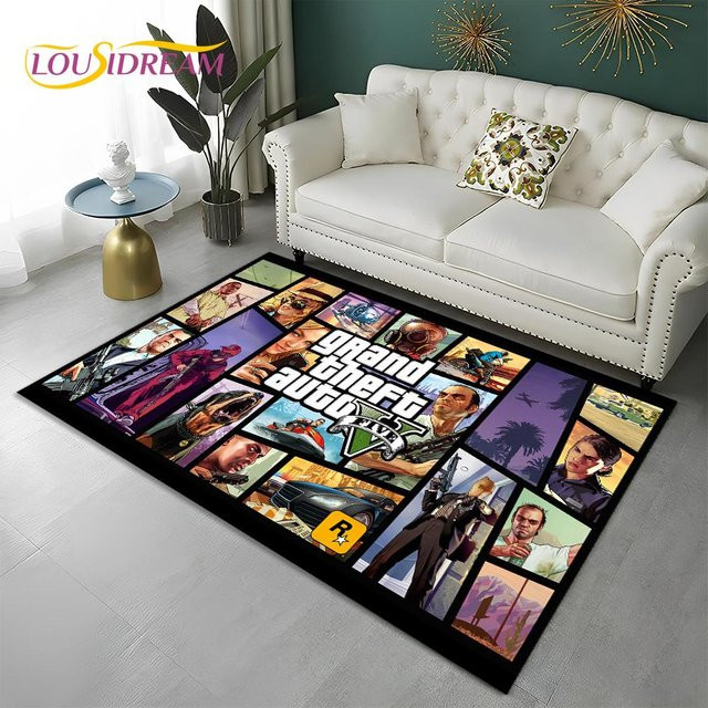 Karpetti GTA 3D Gamer Teppich Rutschfeste Bodenmatte für Wohnzimmer und Kinderzimmer, B/T: 70 x 100 cm, Mehrfarbig - Bild 1