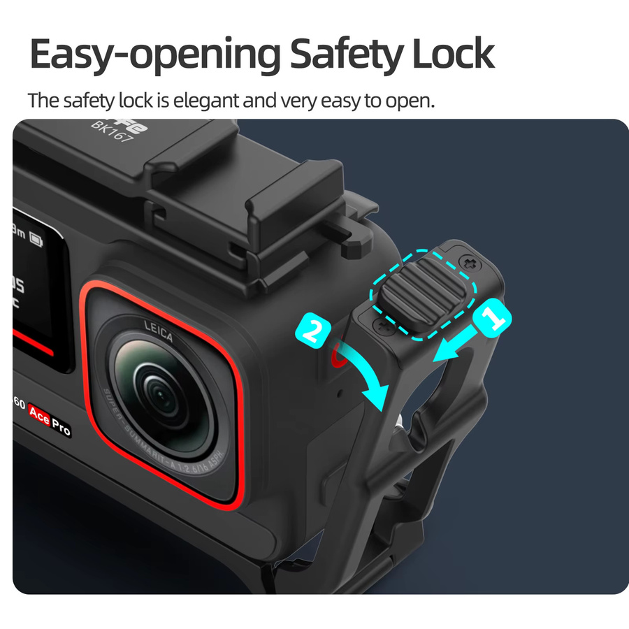 SZKOSTON Street Photo Grip Kit für Insta360 Ace Pro 2 und Ace Pro 1 – 2-in-1 abnehmbarer Käfiggriff mit Schnellverschluss in Schwarz - Bild 3