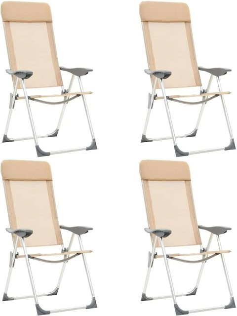 Set aus 4 klappbaren Campingstühlen von vidaXL aus eloxiertem Aluminium und Textilene in Creme - Bild 1