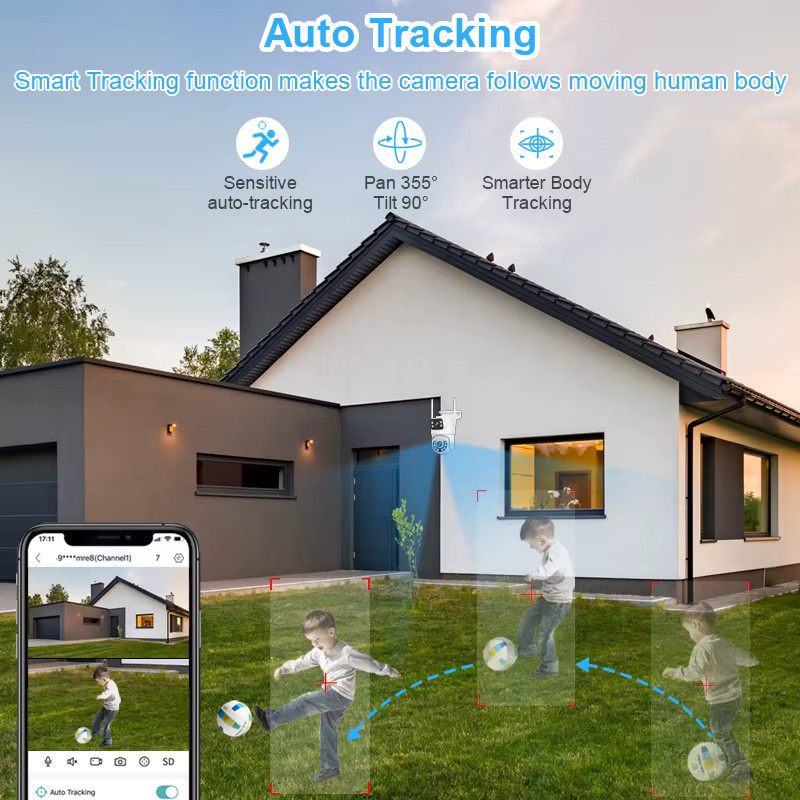Smar 6MP Dual-Objektiv IP-Kamera Set mit 8CH NVR, Drahtloses WLAN CCTV-System, PTZ Outdoor Sicherheitskamera mit Zwei-Wege-Audio, Farbe: Weiß - Bild 5