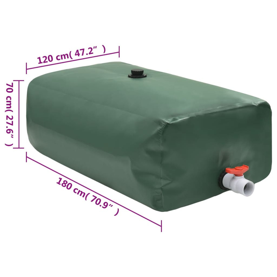 Vidaxl Regenwassertank faltbar aus PVC mit Hahn, Grün, 1500 l - Bild 3