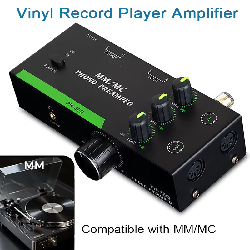 luxuglow Phono-Vorverstärker für MM und MC Plattenspieler mit einstellbarem 3-Band-EQ in Schwarz - Bild 2