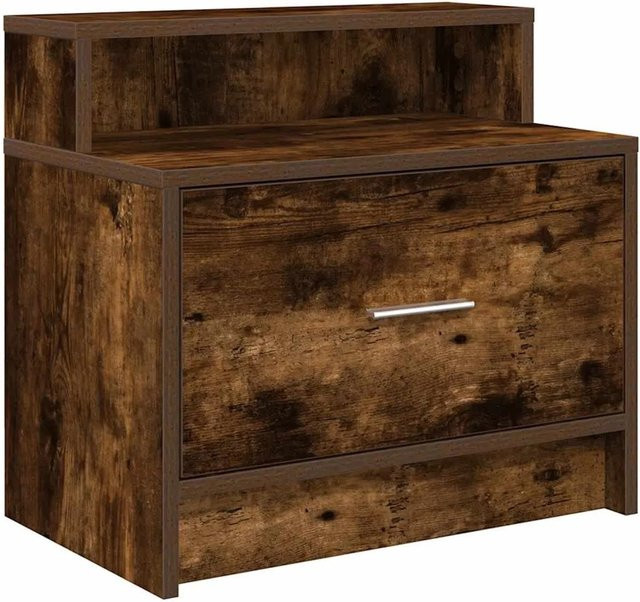 vidaXL Nachttisch mit Schublade in Räuchereiche, Braun, B/T/H: 51 x 31 x 47 cm - Bild 1