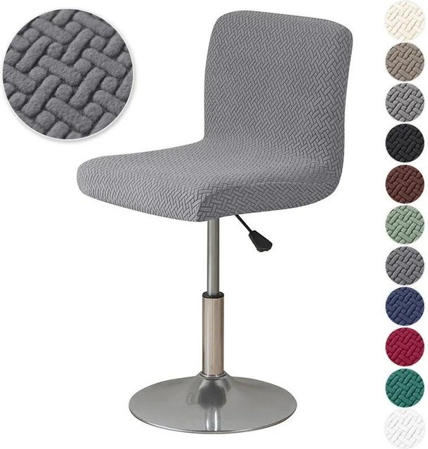 Elastische Jacquard Barhocker Stuhlbezüge in Grau für kurze Rückenlehnen aus Polyester - Bild 1