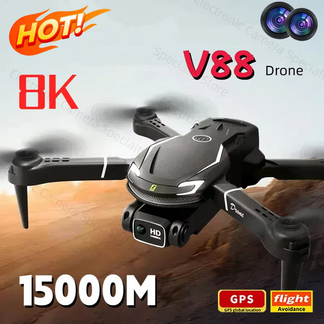 DIXSG Drohne V88 8K 5G Quadcopter mit HD-Doppelkamera in Schwarz - Bild 1