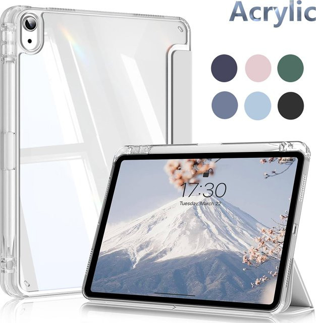 Apple Smart Case mit Stifthalter für iPad Air 5, iPad Air 6, iPad Pro 11 und 12.9 in Blau und Transparent - Bild 1