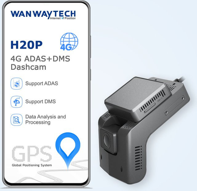 WanWay Dashcam WiFi 4G mit Dual Lens, 1080P Full HD, GPS-Tracking und ADAS, Schwarz - Bild 1