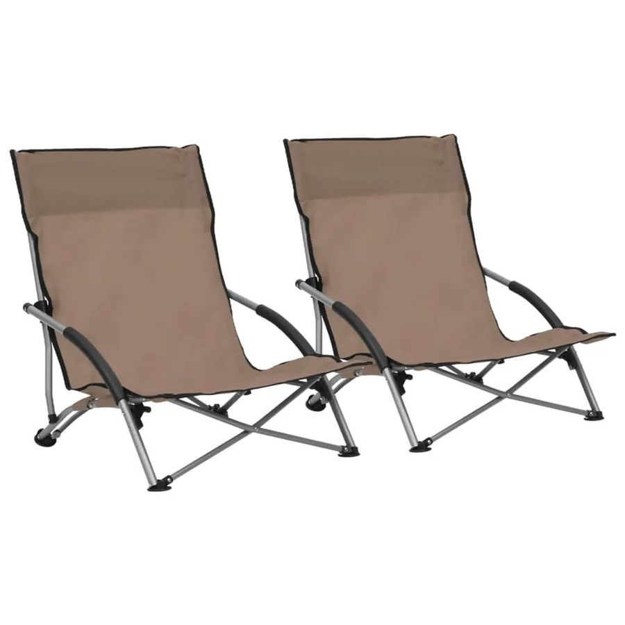 Set aus 2 klappbaren Strandstühlen von vidaXL in Taupe mit Oxfordgewebe und Stahlgestell - Bild 2