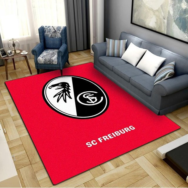 SC Freiburg Teppich für Wohnzimmer und Schlafzimmer, rutschfeste Bodenmatte aus Polyester, rot, B/T: 150 x 100 cm - Bild 1