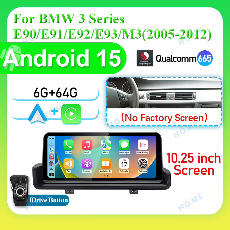 HIOUME Android 15 Auto-Multimedia-Radioplayer mit 10,25 Zoll Touchscreen für BMW 3er Serie E90 E91 E92 E93 M3 2005-2012, Wireless CarPlay und Android Auto, Qualcomm Snapdragon, Schwarz - Bild 5