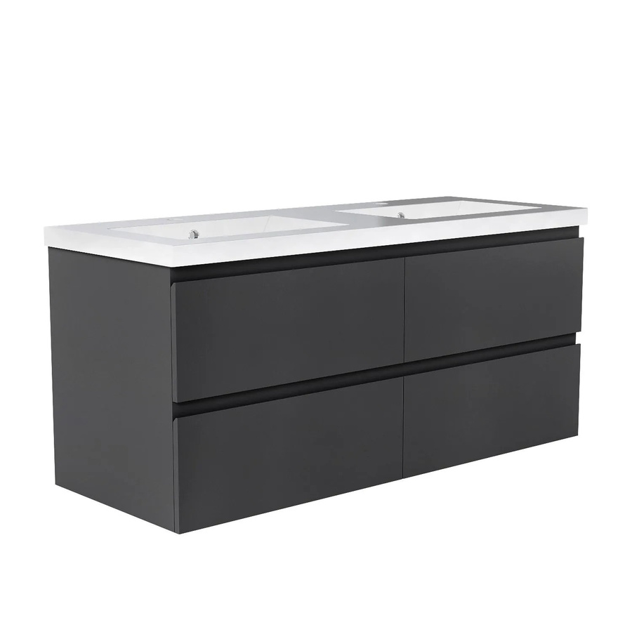 AICA Badmöbel Set Aalst: 2-teiliges Waschtisch-Set mit Mineralguss-Waschbecken und Unterschrank in Anthrazit Matt mit Softclose, Breite: 120 cm - Bild 2