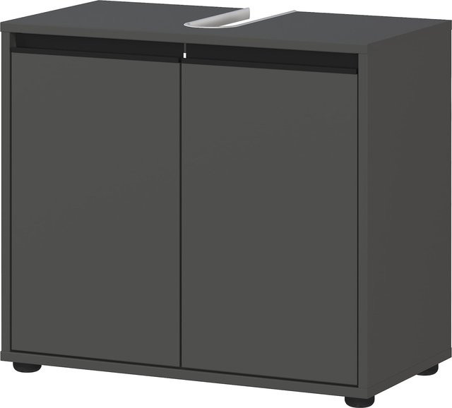 Waschbeckenunterschrank Kadima Design in Graphit mit zwei Türen und Einlegeboden, Breite: 63 cm - Bild 1