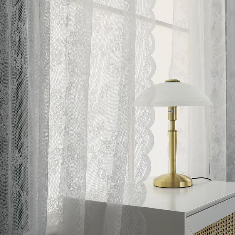 Weißer floraler Spitzenvorhang aus Polyester im pastoralen Landhausstil für Schlafzimmer und Außenbereich - Bild 3
