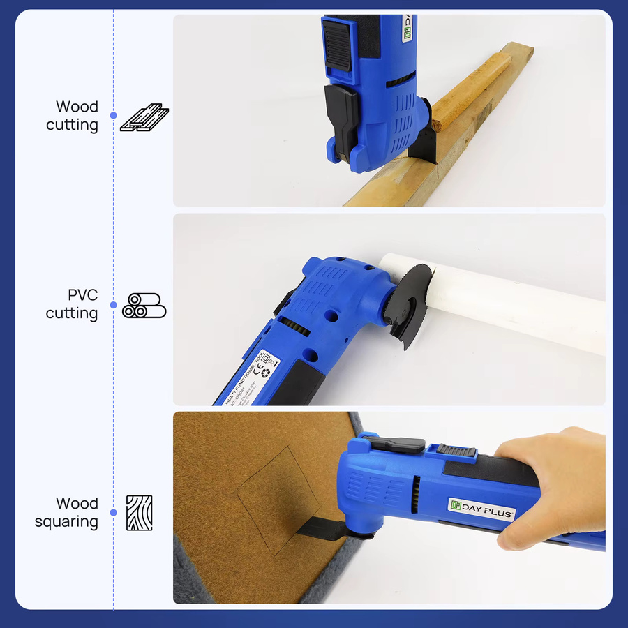 DayPlus Elektrisches Kabel-Multitool mit 3800 W und 22000 U/min, Oszillierendes Multi-Tool mit 3 Grad Oszillationswinkel zum Schneiden, Schleifen und Schaben - Bild 3