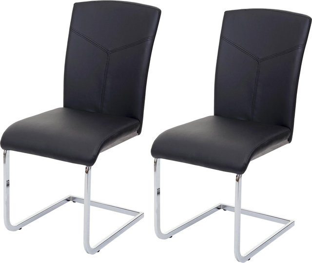 2er-Set MCW Esszimmerstuhl F36 Freischwinger aus Kunstleder in Schwarz - Bild 1