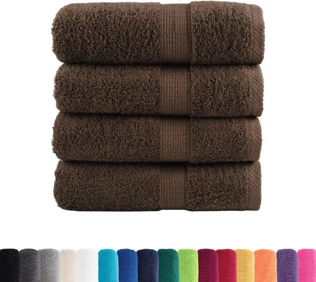 vidaXL Premium Waschhandtücher SOLUND, 4er Set, Braun, Baumwolle, 600g/m², Breite: 30 cm, Höhe: 30 cm - Bild 1