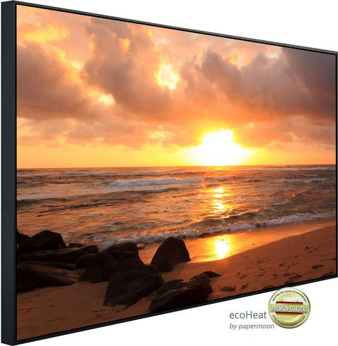 papermoon EcoHeat Infrarotheizung Sonnenaufgang Lihue Beach mit Matt-Effekt in Bunt, App-Steuerung und Überhitzungsschutz - Bild 1