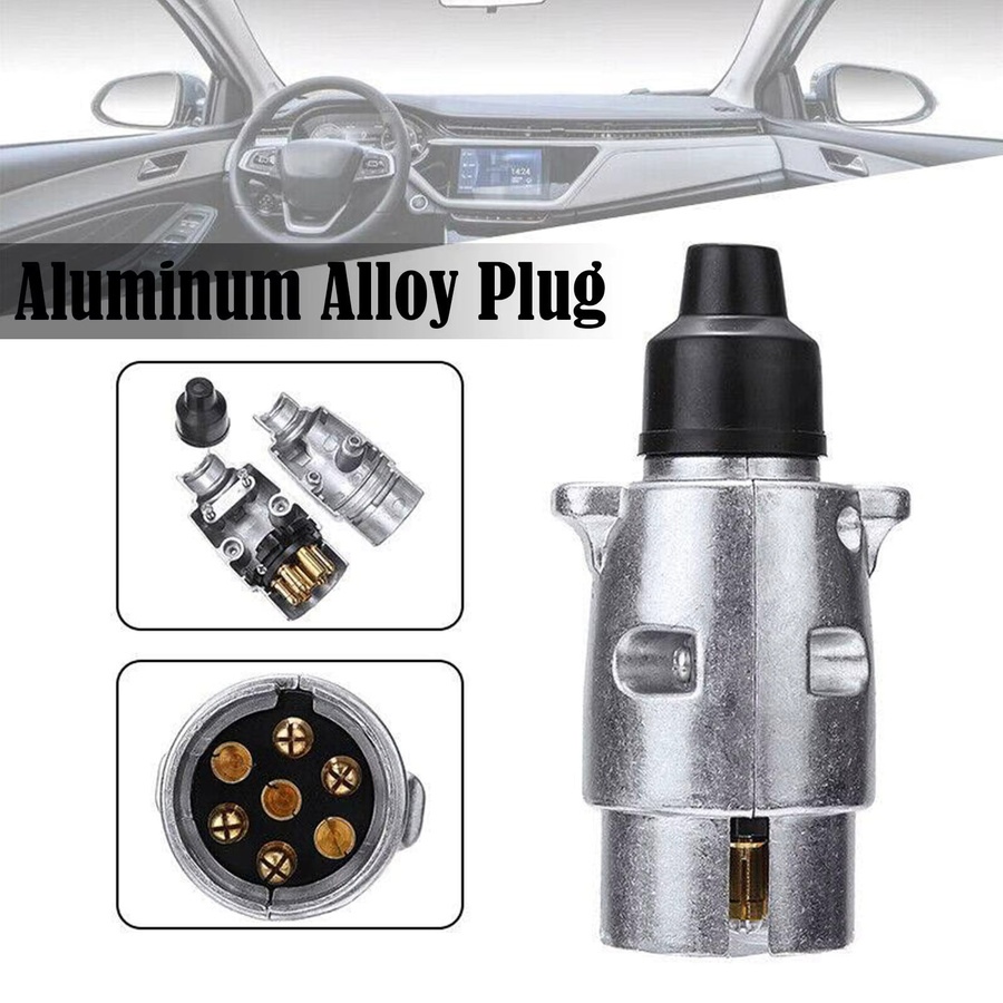 7-poliger LKW-Anhängerstecker aus Aluminiumlegierung für 12V-Elektrik in Silber - Bild 2