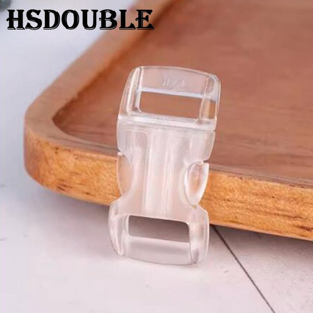 HSDOUBLE Kunststoffschnallen konturiert gebogen für Paracord-Armband und Gurtband, 10 mm, transparent und weiß, 100 Stück/Packung - Bild 1