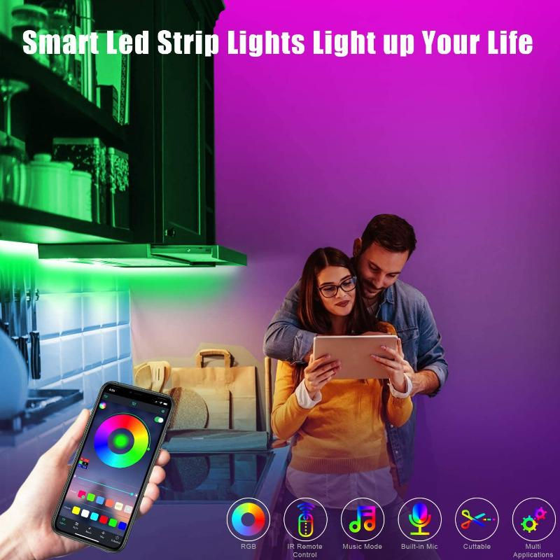 Amill YH Lighting USB-LED-Streifen RGB mit Bluetooth und Controller, 10m Mehrfarbig 5050 SMD LED-Lampenband für TV-Hintergrundbeleuchtung und Party - Bild 3