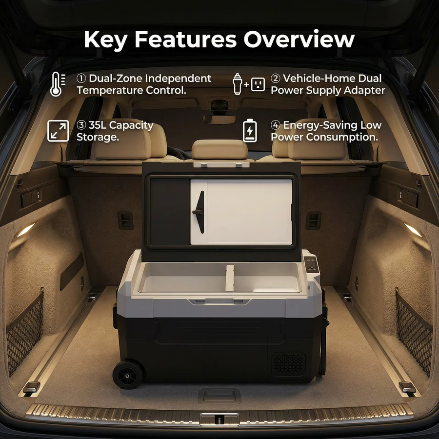 Podofo Kompressor-Kühlschrank für Camping und Outdoor, tragbarer Mini-Kühlschrank für das Auto mit 35L, 45L oder 55L Volumen - Bild 4