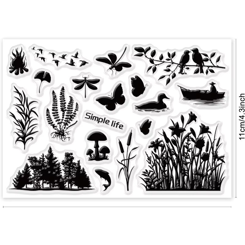 Lakeside Scenery Silikon Stempel Set mit transparenten Wetland Silhouette Motiven für dein DIY Scrapbooking - Bild 3