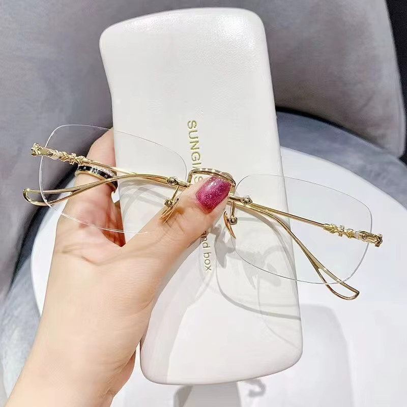 Lesebrille, Unisex, randlos, rechteckig, Metall, gold - Bild 1