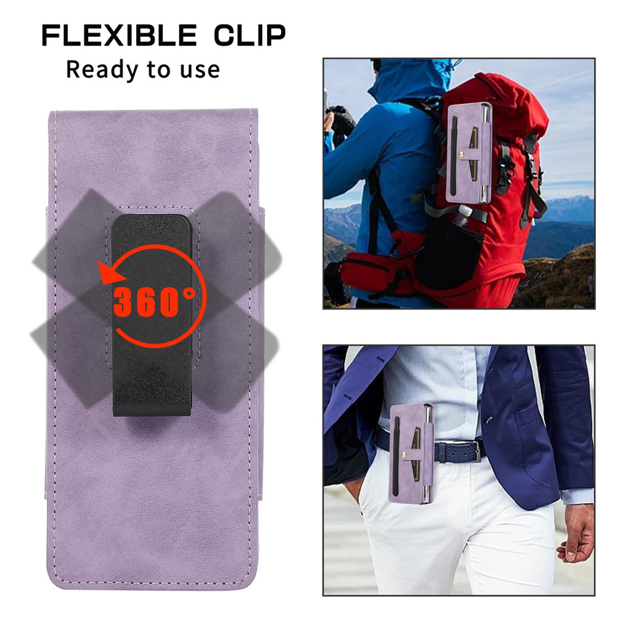 Stoßfeste Ledertasche mit Gürtelclip und S Pen Halterung für Samsung Galaxy Z Fold 5, Fold 4, Fold 3, Fold 2 5G in Lila von Bai Fen Bai-Digital 3C - Bild 3