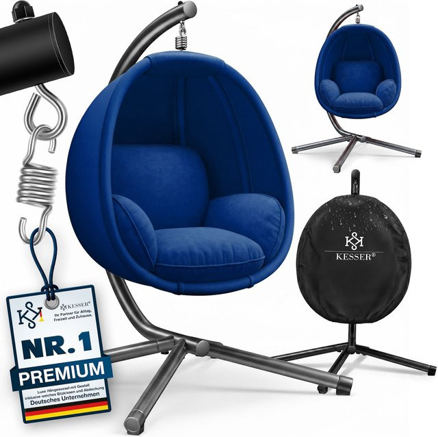 KESSER Luxe Hängesessel mit Gestell und Polsterung aus Textilene und Baumwolle für Indoor & Outdoor - Bild 1