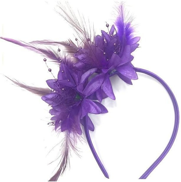 YULIN Federblumen-Stirnband, Braut-Diadem und Fascinator-Hut, Damen, violett - Bild 1
