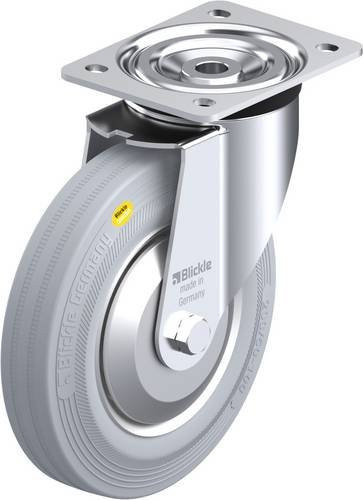 Blickle Lenkrolle L-RD 202R-VLI-FA in Grau mit Stahlgehäuse, Rad-Durchmesser: 200 mm, Tragfähigkeit: 350 kg - Bild 1