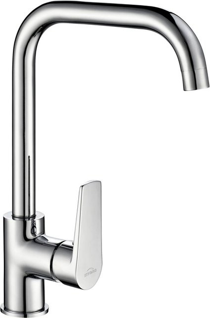 KOLMAN Küchenarmatur Küchenmischer mit Einhebelmischer in Silber und Chrom-Finish, Höhe: 31,0 cm, Breite: 22,0 cm, Tiefe: 45,0 cm - Bild 1